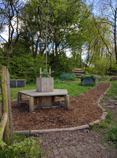 The path with newly laid woodchip