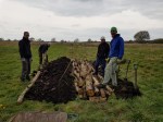 Volunteers working on a&nbsp;berm