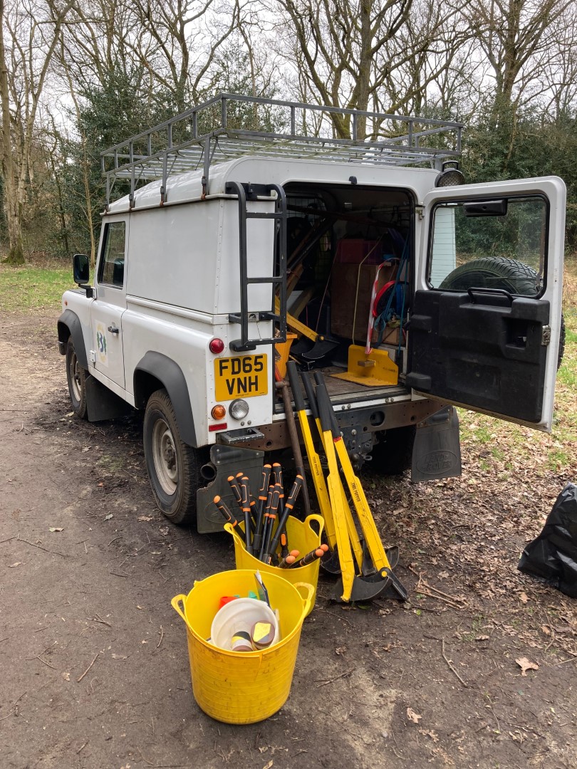 Packing the van at the end of the day